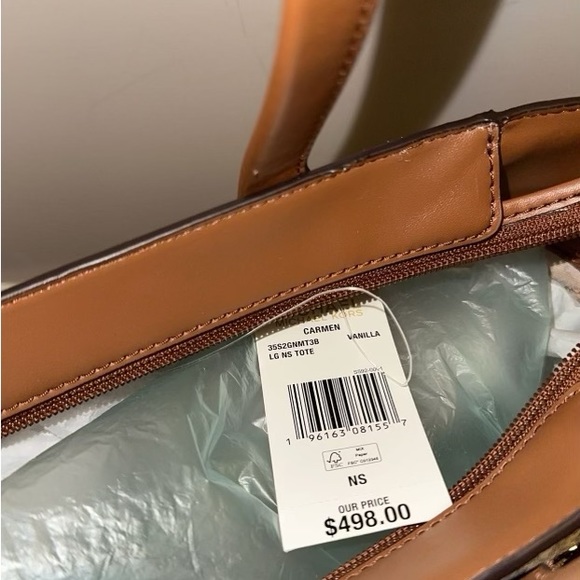 Michael Kors Carmen Vanilla Large Top Zip Tote Shoulder Bag MK Signature - Picture 4 of 8